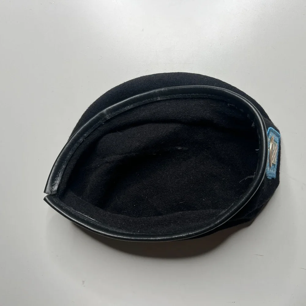 US Army 1st Engineer Battalion Black Wool Beret In Peace As In War Flash Crest